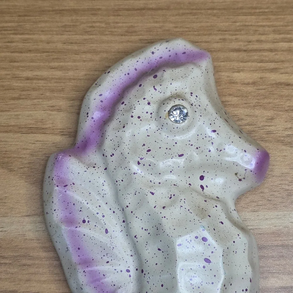 Vintage 3 Seahorse MCM Chalkware Wall Decorations Cream and Purple Beach House